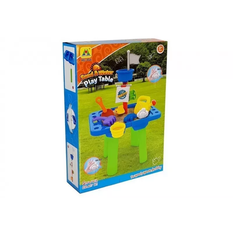 Mesa de areia LEAN TOYS com moldes, pá, ancinho e nuvem - multicolor