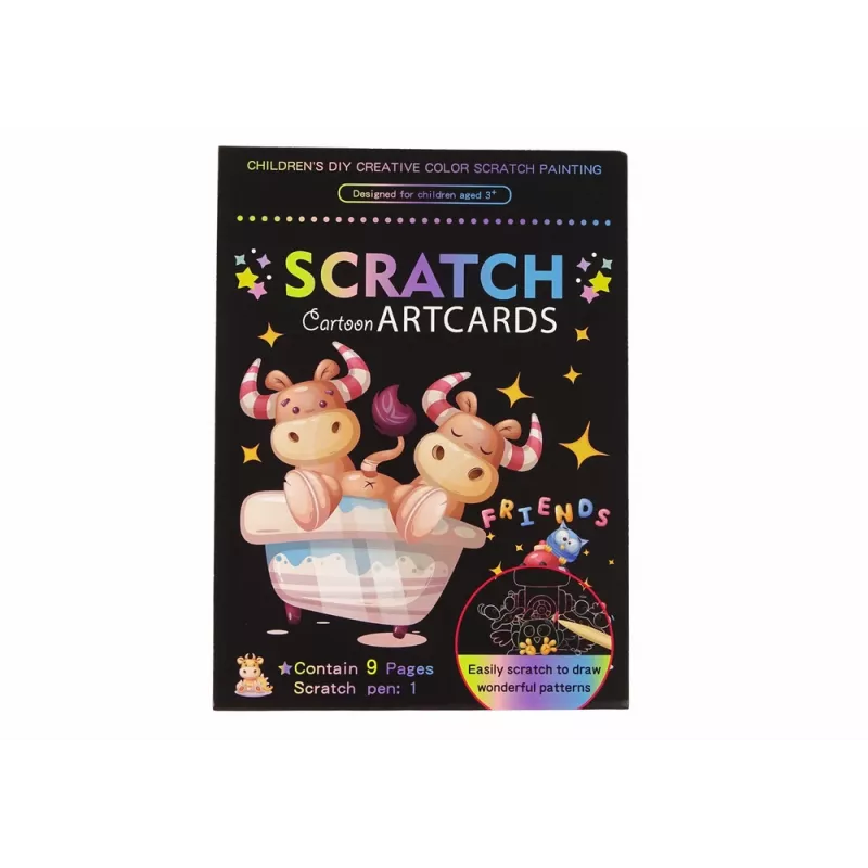 LEAN TOYS Livro de colorir com raspadinha para crianças animais