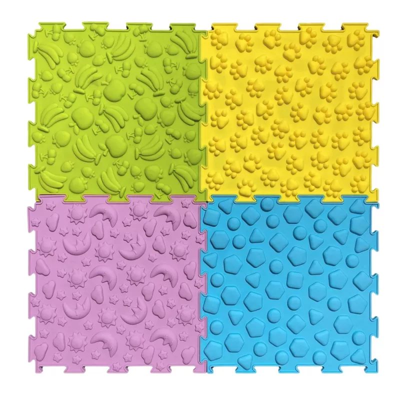LEAN TOYS Tapete sensorial puzzle com várias estruturas e cores 24,5 cm 10 unid.