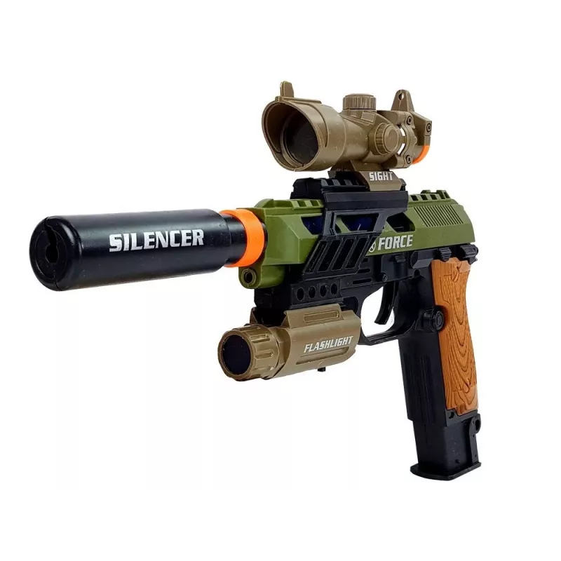 LEAN TOYS Conjunto Pistola Militar Espingarda Faca Medalha Mira