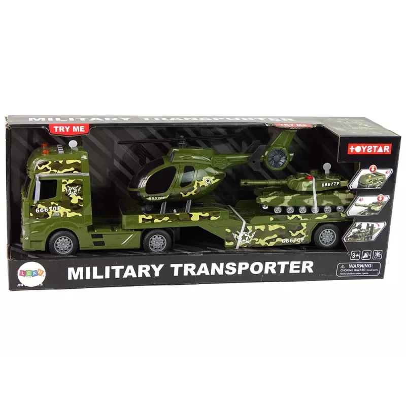 LEAN TOYS Conjunto Tanque Militar Motor de Fricção Helicóptero Camião