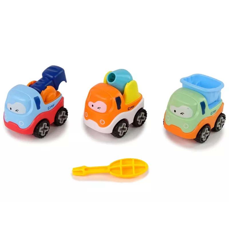 LEAN TOYS Conjunto de 3 Carros de Construção para Desmontar + Chave de Fendas Betoneira Grua Basculante