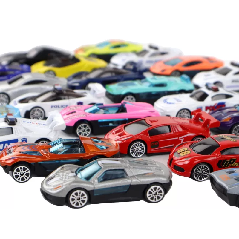 LEAN TOYS Conjunto de carros de mola de alumínio em caixa 30 peças carros de polícia desportivos