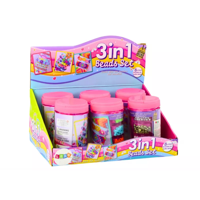 LEAN TOYS Conjunto de contas em frasco para criar bijutaria 3em1