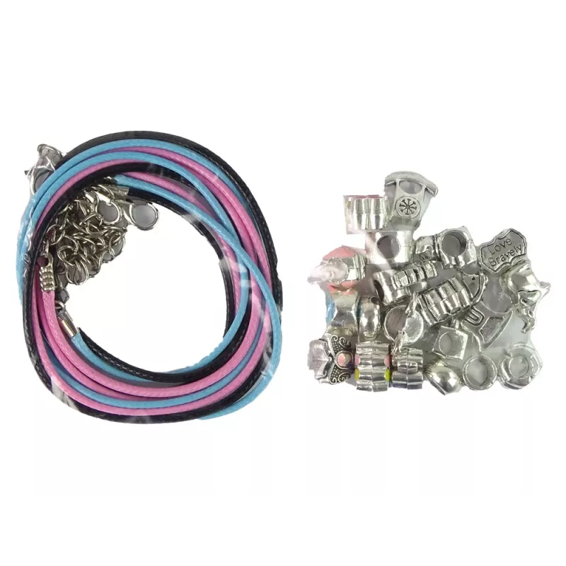 LEAN TOYS Conjunto de pulseiras, colares e contas coloridas para bijutaria