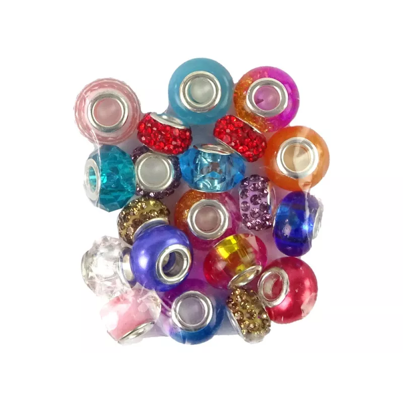LEAN TOYS Conjunto de pulseiras, colares e contas coloridas para bijutaria