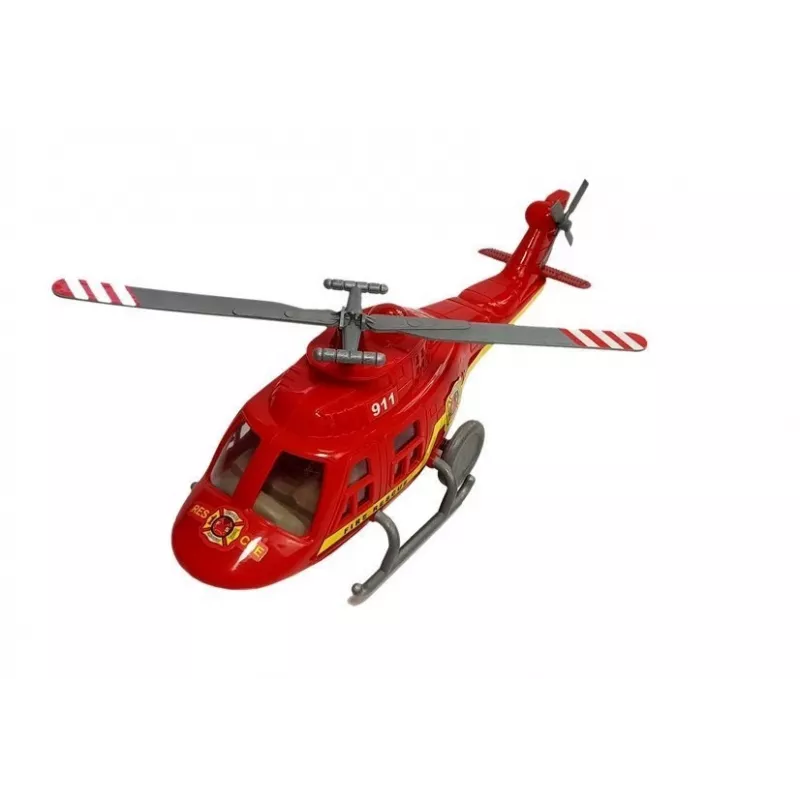 LEAN TOYS Conjunto Veículos de Bombeiros Helicóptero Motor Luz Sons