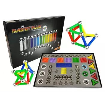 LEAN TOYS Conjunto Magnastix blocos magnéticos 560 + tabuleiro