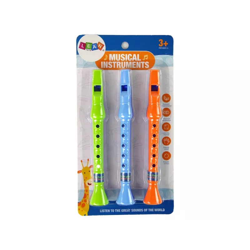 LEAN TOYS Conjunto de três flautas para criança animais