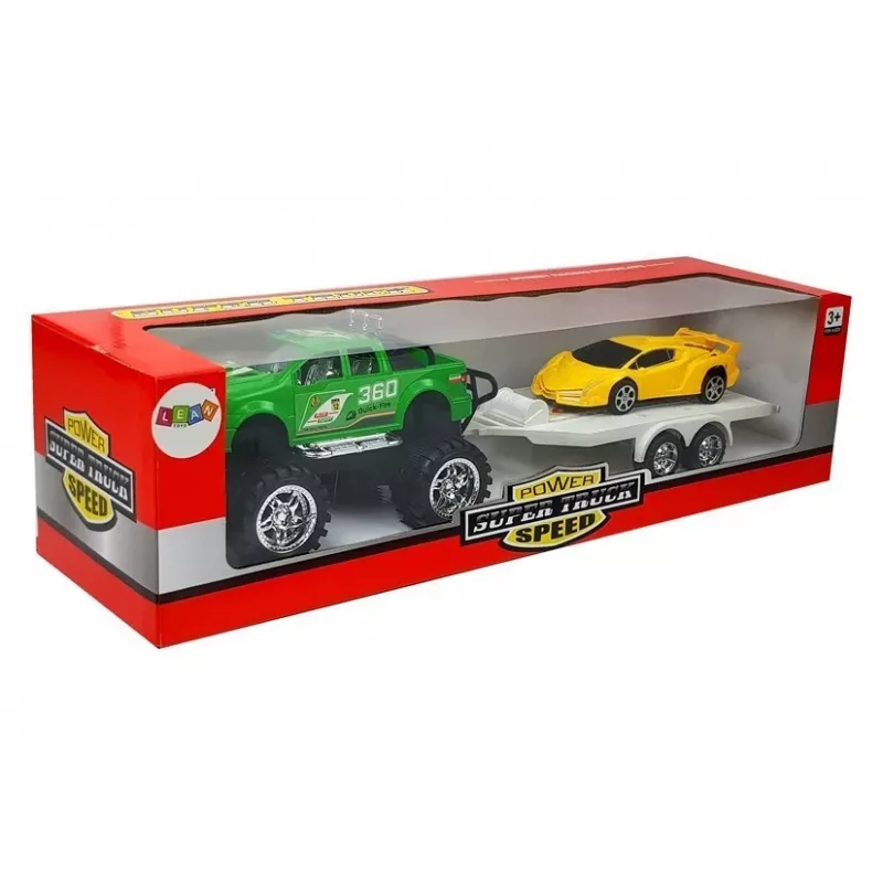 Conjunto de veículos LEAN TOYS carros desportivos amarelos e todo-o-terreno verdes com fricção