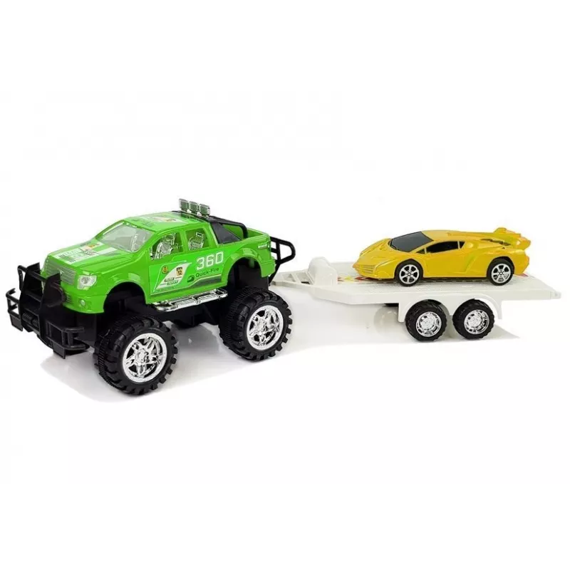 Conjunto de veículos LEAN TOYS carros desportivos amarelos e todo-o-terreno verdes com fricção