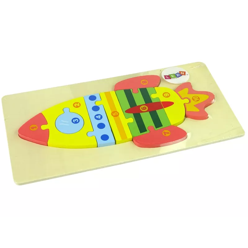 LEAN TOYS Conjunto de puzzles de madeira foguetão números