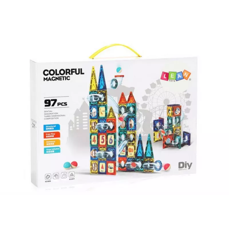 LEAN TOYS Conjunto de pistas para bolas blocos magnéticos 168 peças