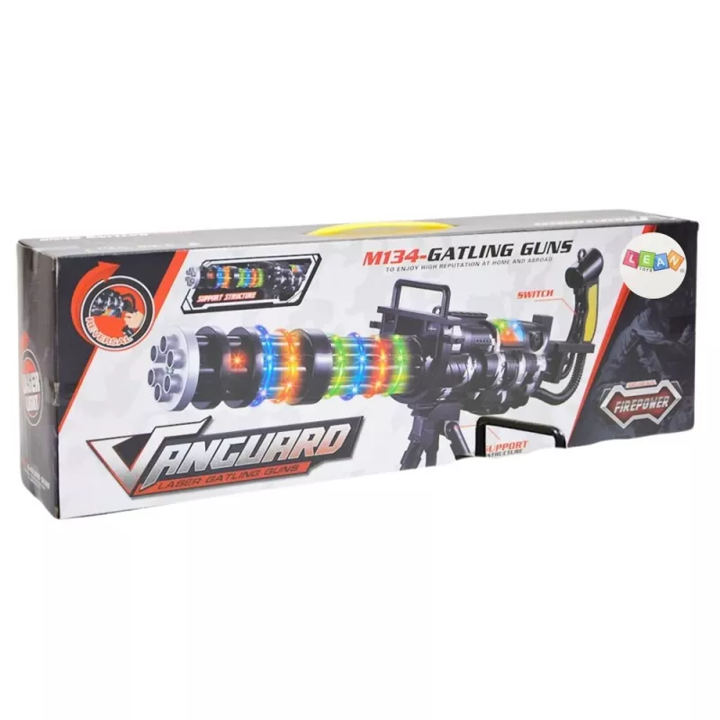 LEAN TOYS Rifle de precisão com suporte, luz, som e vibração – Brinquedo eletrónico preto