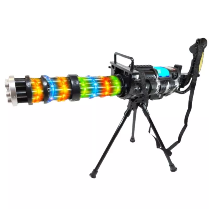 LEAN TOYS Rifle de precisão com suporte, luz, som e vibração – Brinquedo eletrónico preto