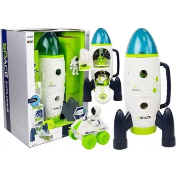 LEAN TOYS Foguetão Espacial Astronauta Cosmos Luz e Som – Foguetão eletrónico a pilhas com figura de astronauta (3x AA)