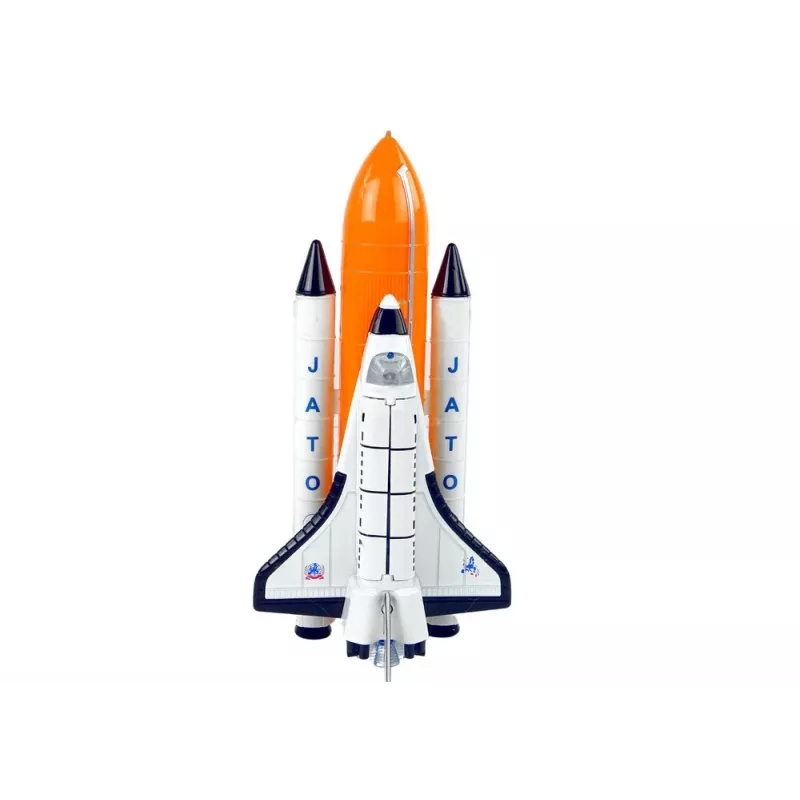 Foguetão espacial LEAN TOYS com nave espacial de metal - pull-back, efeitos de luz e som, conjunto de brinquedo de veículos aéreos e espaciais