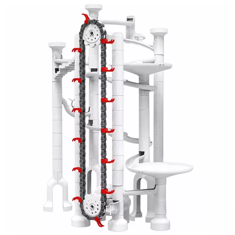 LEAN TOYS Space Track Blocos de construção 153 peças - Conjunto 3D colorido de pista de berlindes com túneis e bolas