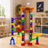 LEAN TOYS Space Track Blocos de construção 153 peças - Conjunto 3D colorido de pista de berlindes com túneis e bolas