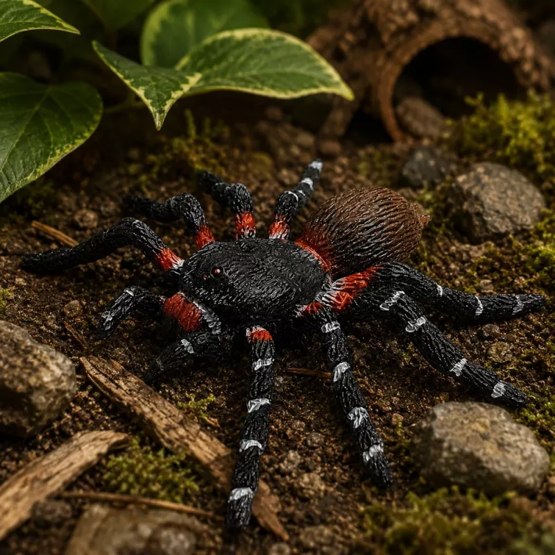 LEAN TOYS Spider Tarantula Figura de borracha esticável realista preta 10 cm