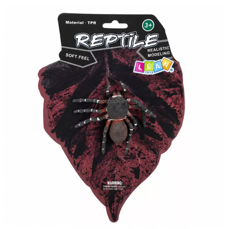 LEAN TOYS Spider Tarantula Figura de borracha esticável realista preta 10 cm
