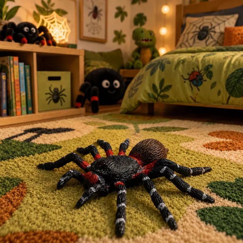 LEAN TOYS Spider Tarantula Figura de borracha esticável realista preta 10 cm