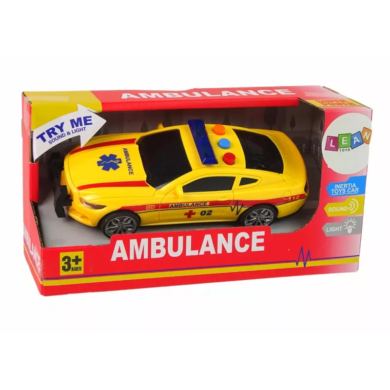 LEAN TOYS Carro desportivo ambulância com luzes e som amarelo
