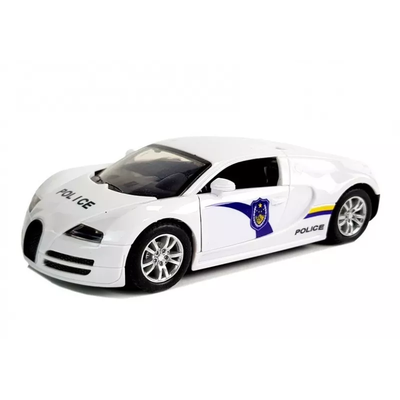 LEAN TOYS Carro desportivo de polícia com para-brisas escurecidos, mola de tensão, luz branca e som