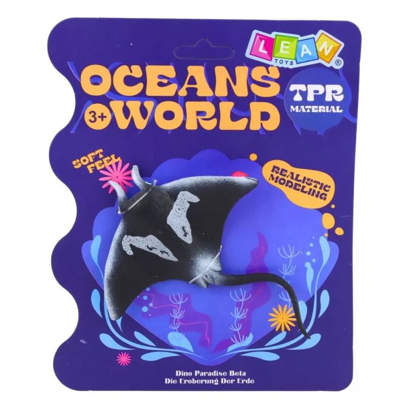Figura de borracha de raia elástica LEAN TOYS peixe oceânico realista 13cm