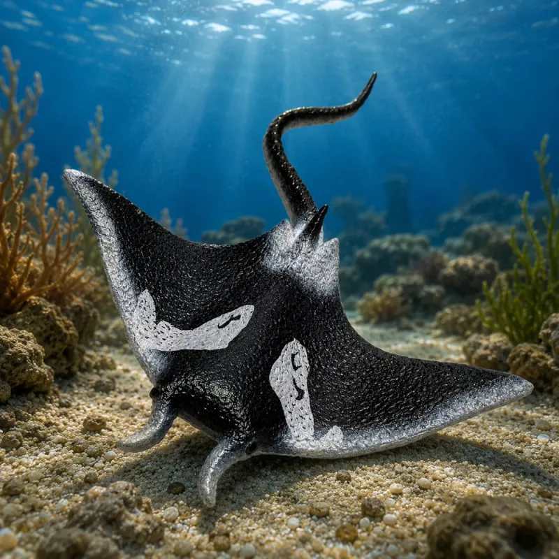Figura de borracha de raia elástica LEAN TOYS peixe oceânico realista 13cm