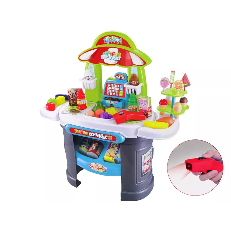 LEAN TOYS Conjunto de supermercado com scanner para crianças