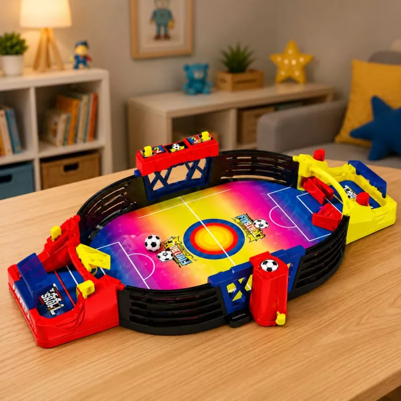 LEAN TOYS Jogo de Futebol de Mesa Arcade para 2 Jogadores – Jogo de Matraquilhos Compacto com 18 Jogadores, Varas de Aço & Marcador