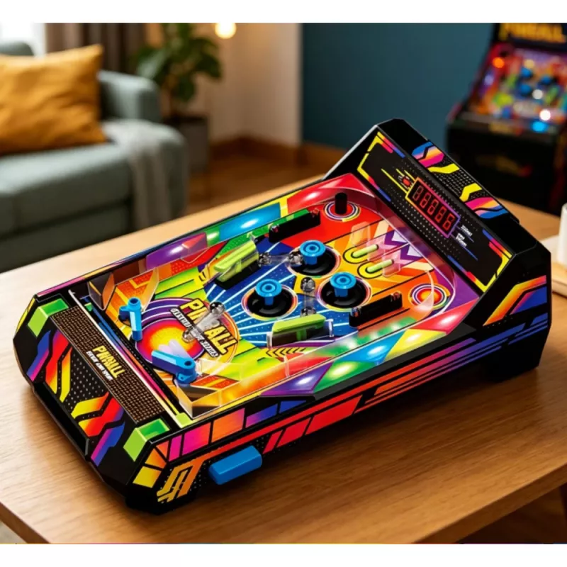 LEAN TOYS Máquina de flippers de mesa - jogo de flippers eletrónico com visor LED de pontos, sons e luzes intermitentes - multicolor, 1 jogador, a partir dos 6 anos