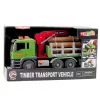 LEAN TOYS Camião de transporte de madeira com grua, troncos, luzes e sons – brinquedo de veículo de construção