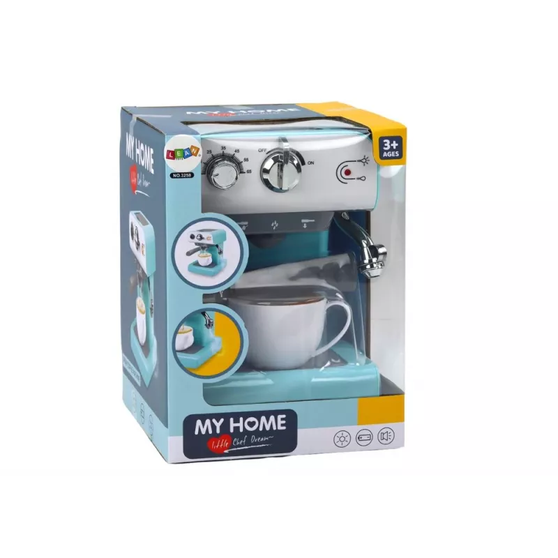 LEAN TOYS Máquina de café de brinquedo eletrodomésticos água vapor turquesa