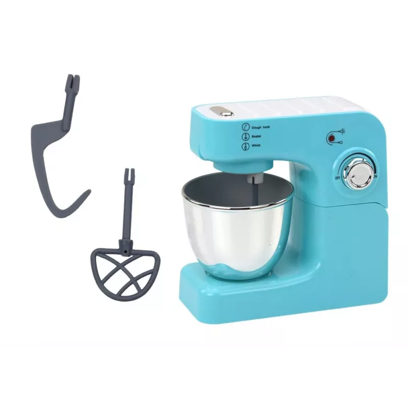 LEAN TOYS Robô de cozinha planetário de brinquedo com 3 acessórios intercambiáveis, turquesa