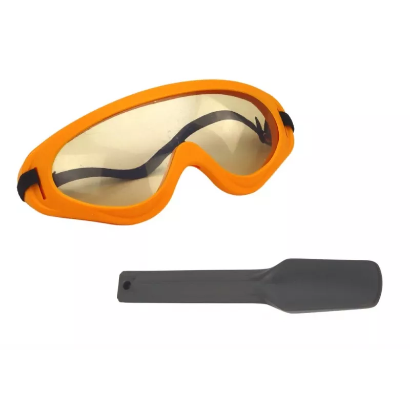 Martelo pneumático de brincar LEAN TOYS com capacete e óculos – amarelo, a partir dos 3 anos, luz e som, conjunto de 4 peças