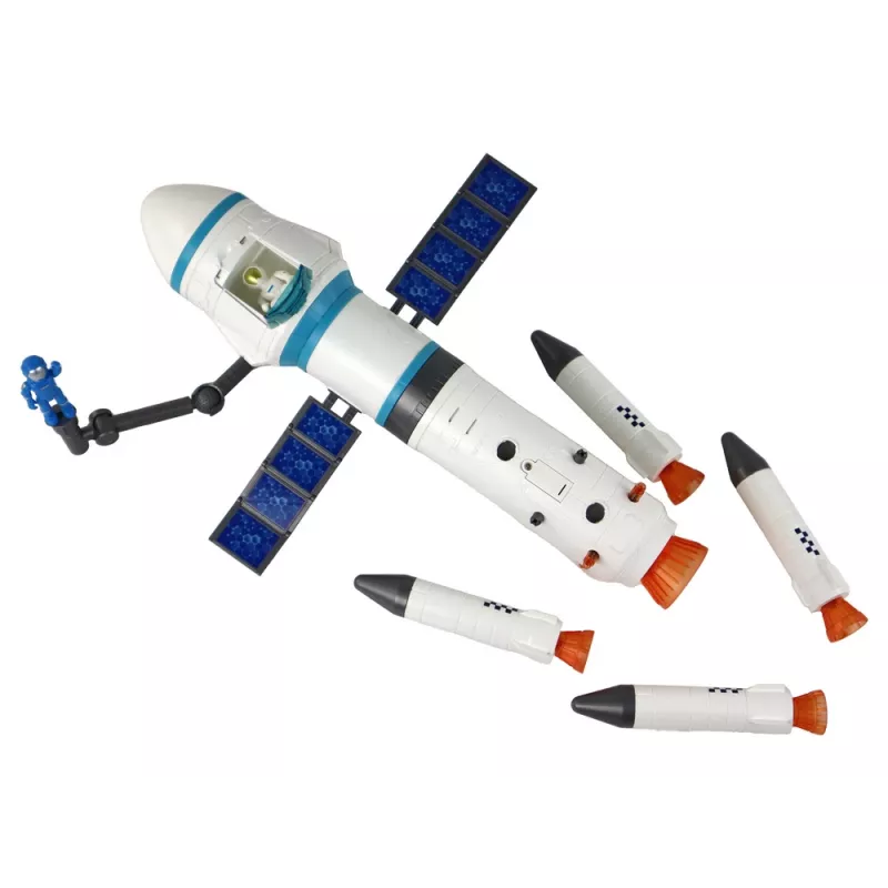 LEAN TOYS Missão espacial de brinquedo rampa de lançamento de foguetão e astronautas 15 elementos