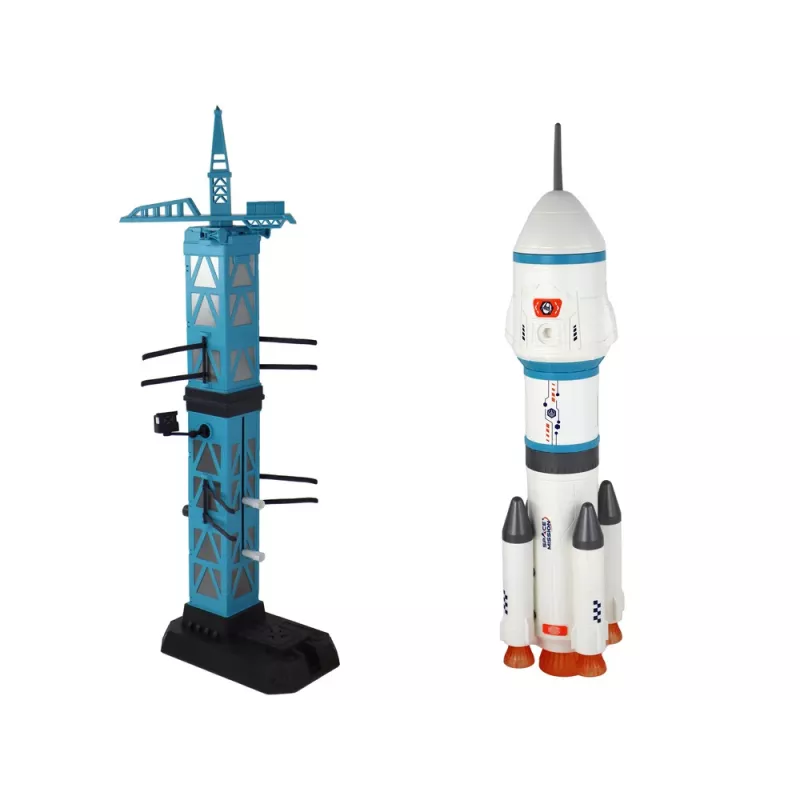 LEAN TOYS Missão espacial de brinquedo rampa de lançamento de foguetão e astronautas 15 elementos