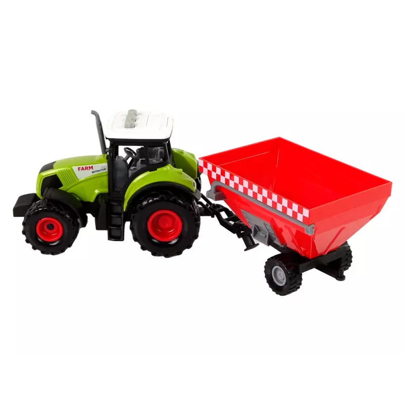 LEAN TOYS Trator de quinta com reboque de cereais removível som verde