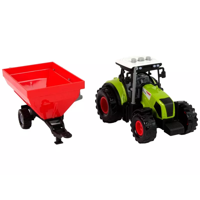 LEAN TOYS Trator de quinta com reboque de cereais removível som verde