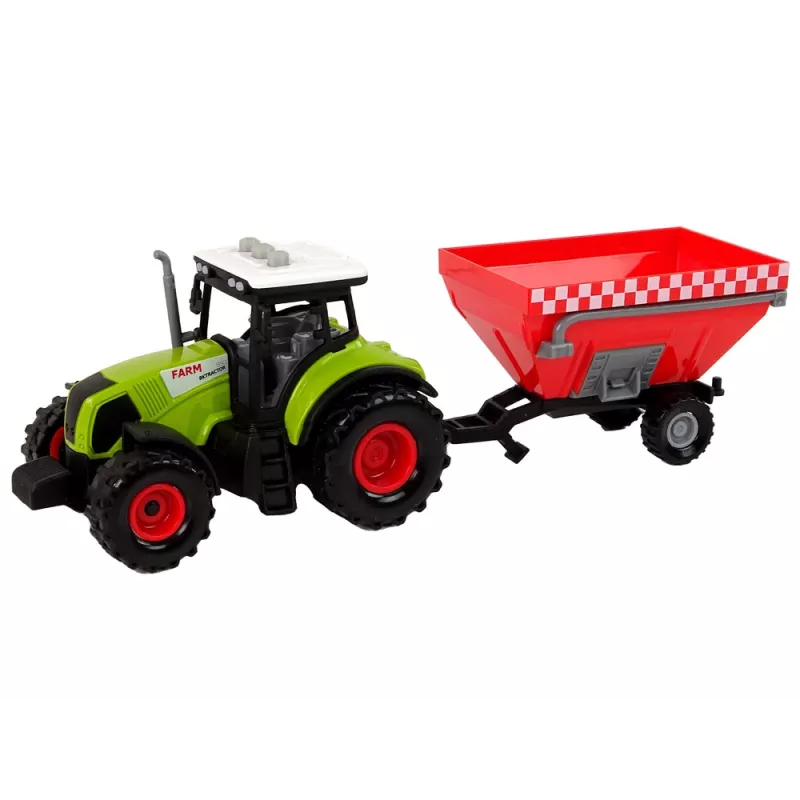 LEAN TOYS Trator de quinta com reboque de cereais removível som verde