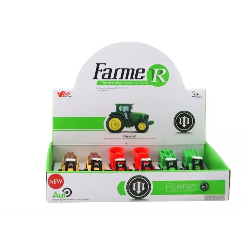 LEAN TOYS Trator com atrelado, escavadora, bulldozer, máquina agrícola, 3 cores