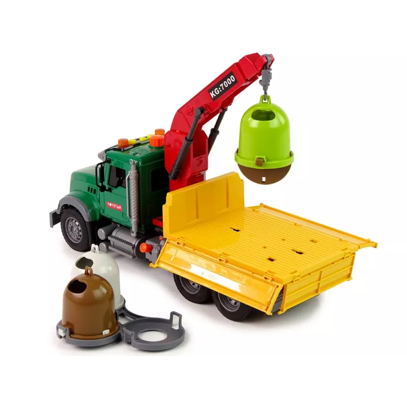 LEAN TOYS Camião Carro Grua Transporte Contentor de Lixo Som