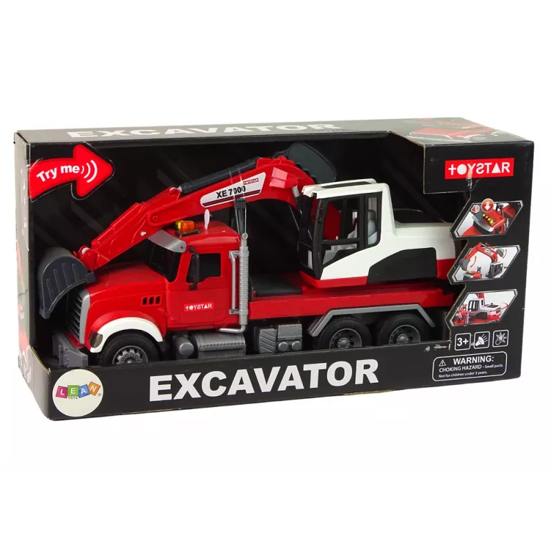 LEAN TOYS Camião com Escavadora Trator Escavadora Som Luz