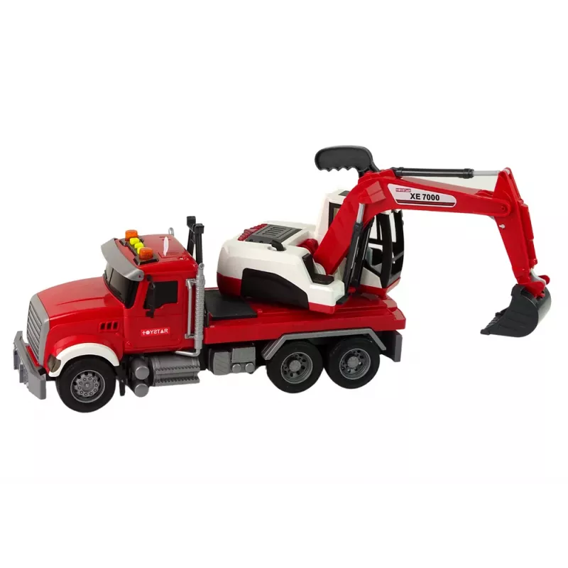 LEAN TOYS Camião com Escavadora Trator Escavadora Som Luz