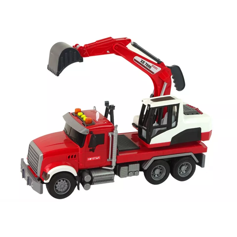 LEAN TOYS Camião com Escavadora Trator Escavadora Som Luz