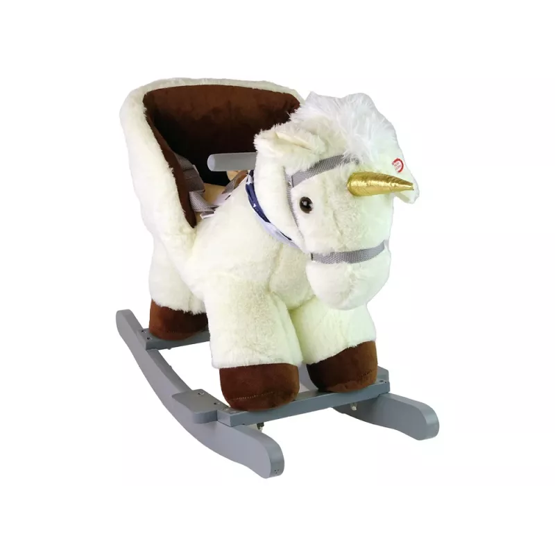LEAN TOYS Cavalo de balanço unicórnio para crianças pequenas Branco Bege
