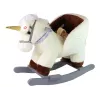 LEAN TOYS Cavalo de balanço unicórnio para crianças pequenas Branco Bege