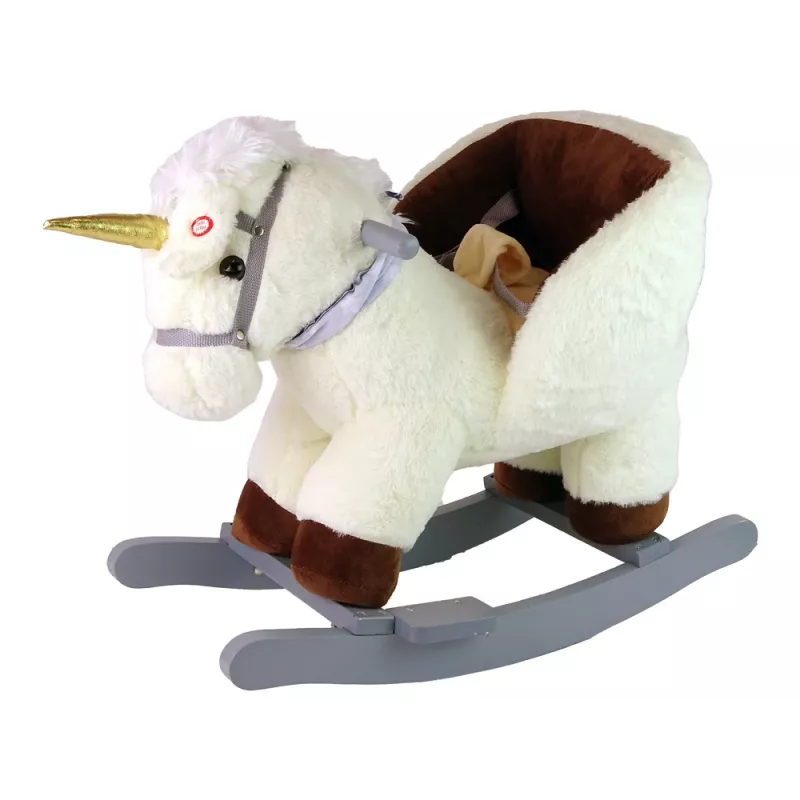LEAN TOYS Cavalo de balanço unicórnio para crianças pequenas Branco Bege